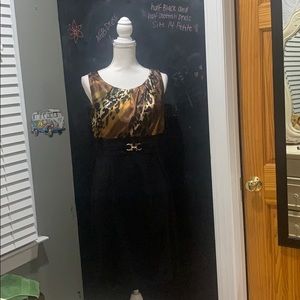 Leopard print and black dress